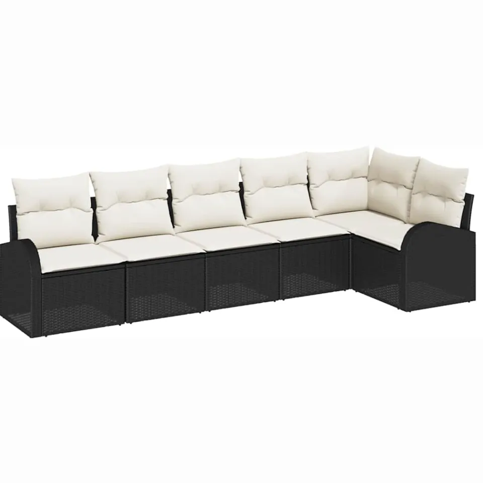 vidaXL Tuinbankenset 6 st Zwart en Wit poly rattan