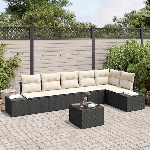 vidaXL Tuinbankenset met opslag Bruin en Crème poly rattan, foto 2
