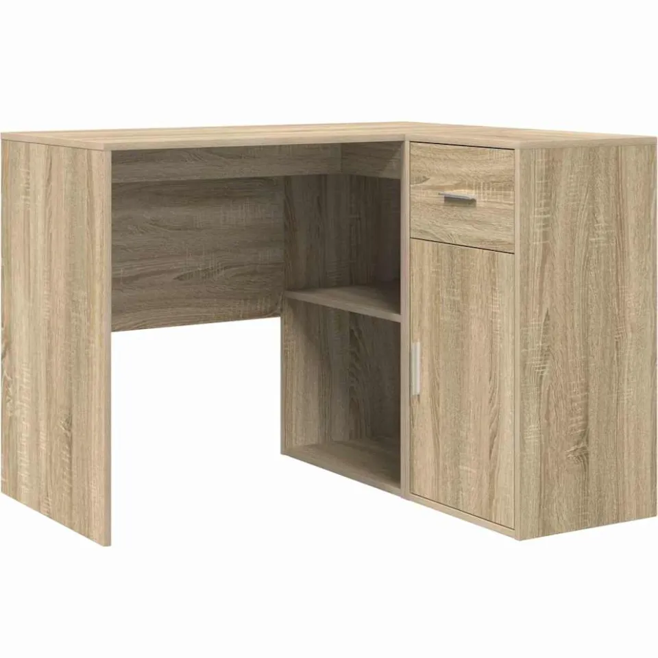 vidaXL Hoekbureau met lade met plank Sonoma Eiken 102 x 88 x 75 cm, foto 3