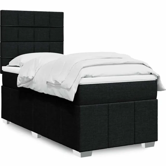 vidaXL Boxspring met matras stof zwart 90x190 cm