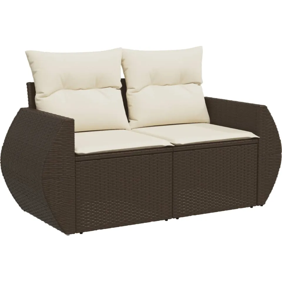 vidaXL 5-delige Loungeset met kussens poly rattan bruin, foto 4