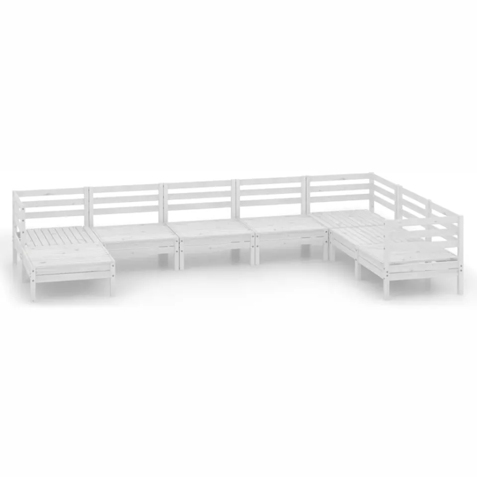 vidaXL 8-delige Loungeset massief grenenhout wit, foto 3