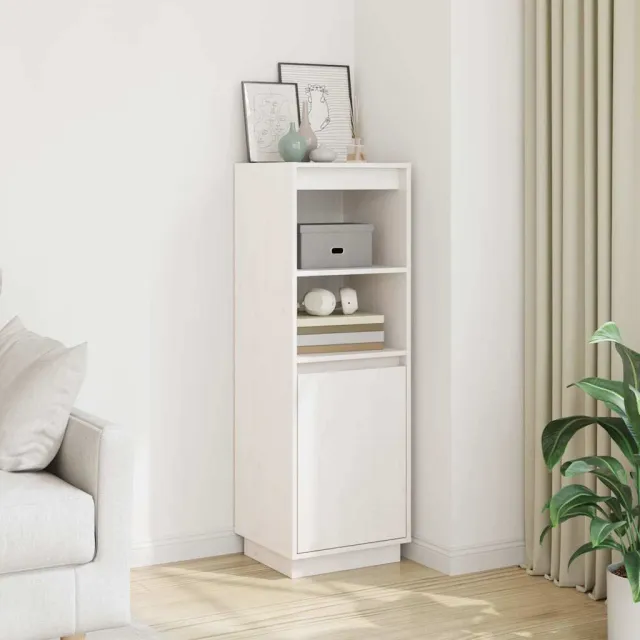 vidaXL Hoge kast 37x34x110 cm massief grenenhout wit