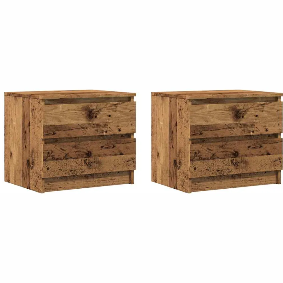 vidaXL Nachtkastjes 2 st 50x40x43.5 cm bewerkt hout oud houtkleurig Bruin