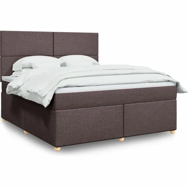 vidaXL Boxspring met matras stof donkerbruin 180x200 cm bruin