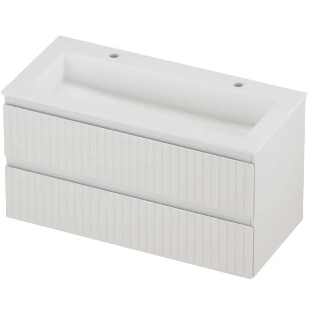 Proline Aristo Badmeubelset Polystone Elegant Gefreesd 100x46x54 cm Mat White Glans Wit