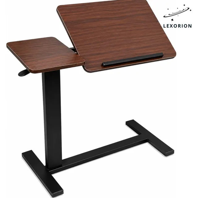 Lexorion Ziekenhuis Bedtafel op Wielen – Verstelbare Bedtafel met Houten Blad & IJzeren Frame – Laptoptafel & Eettafel voor Bed – In Hoogte Verstelbaar – Max. Draagvermogen 15 kg – Bruin