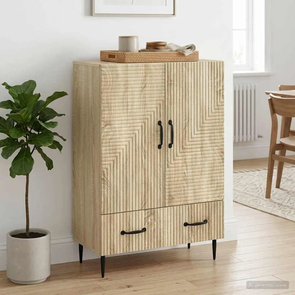 vidaXL Dressoir met lade Sonoma Eiken 66 x 34,5 x 95 cm Bewerkt hout, foto 3