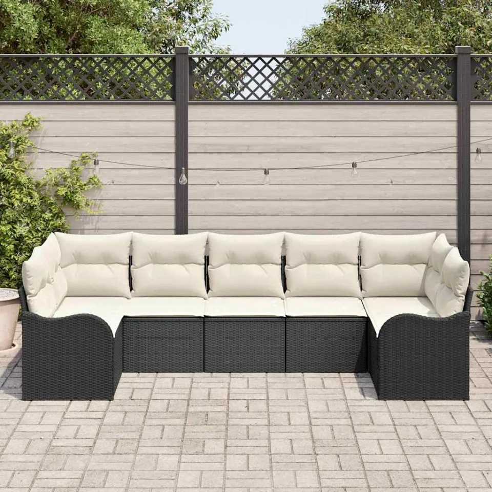 vidaXL Tuin Sofa Set Zwart poly rattan, foto 3