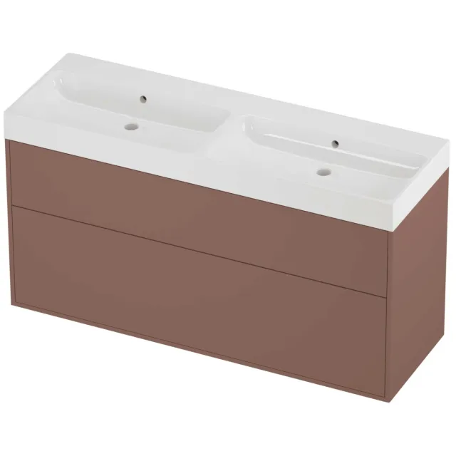 Proline Podium Badmeubelset Polystone Loft Dubbel 140x46x75 cm Glans Wit Beauty Blush Rosé Goud