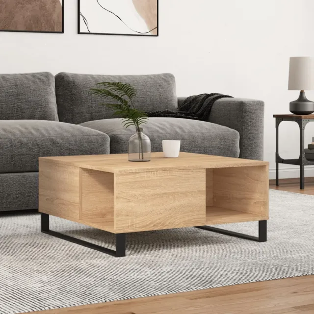 vidaXL Salontafel 80x80x36,5 cm bewerkt hout sonoma eikenkleurig, foto 2