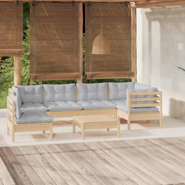 vidaXL 7-delige Loungeset met grijze kussens grenenhout grijs, foto 2