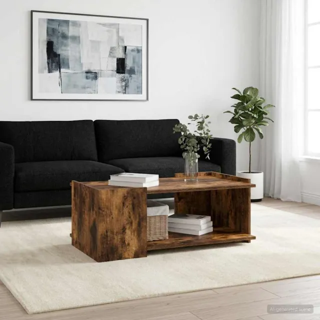 vidaXL Salontafel Gerookt eiken 90 x 50 x 33 cm Bewerkt hout Bruin
