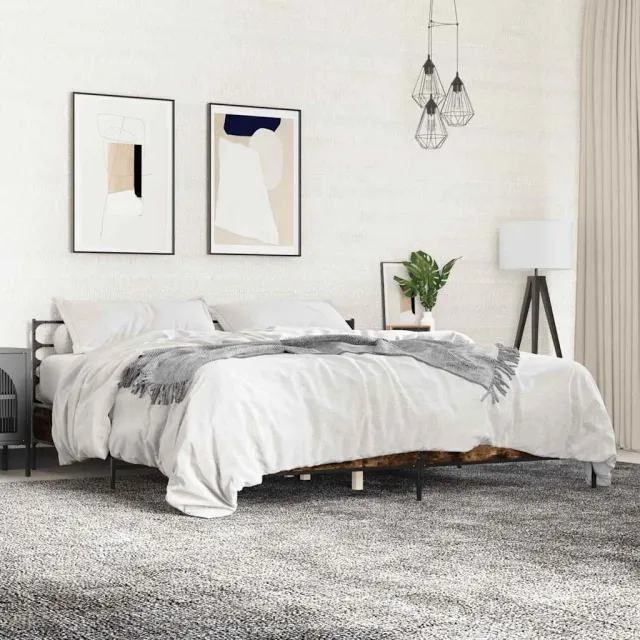vidaXL Bedframe bewerkt hout metaal zwart 180x200 cm