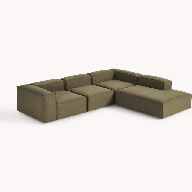Westwing Collection XL modulaire hoekbank Lennon (4-zits) groen