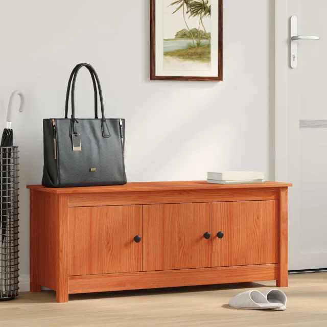 vidaXL Schoenenkast Wasbruin 110 x 38 x 45,5 cm Massief grenenhout bruin
