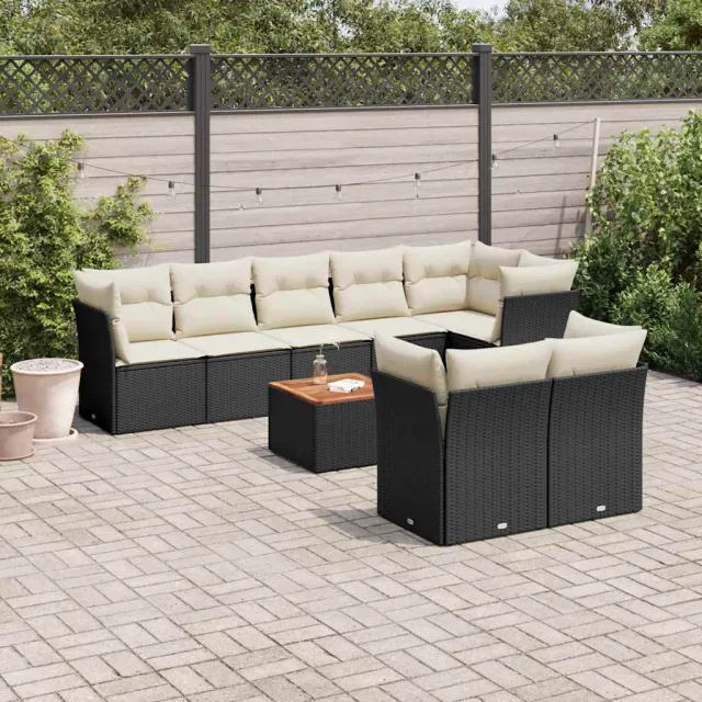vidaXL 9-delige Loungeset met kussens poly rattan zwart, foto 2