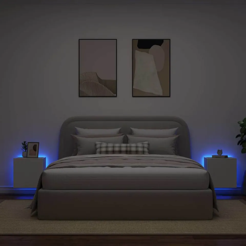 vidaXL Tv-wandmeubelen met LED-verlichting 2 st 40,5x35x40 cm wit, foto 3