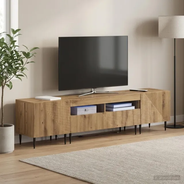 vidaXL 3-delige LED TV-kast Artisanaal eiken Bewerkt hout Grijs