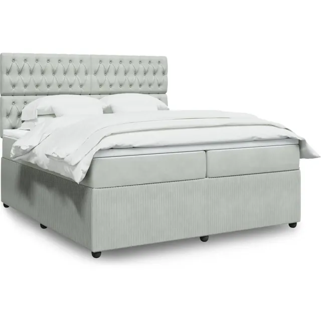vidaXL Boxspring met matras fluweel lichtgrijs 200x200 cm grijs
