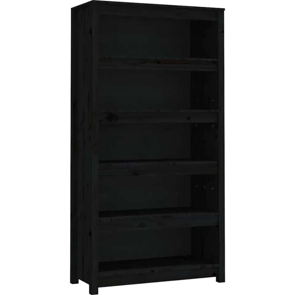vidaXL Boekenkast 80x35x154 cm massief grenenhout zwart, foto 3