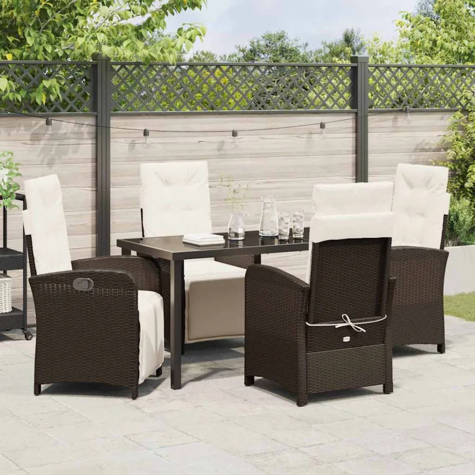 vidaXL Tuin eettafelset 5 st Bruin poly rattan, foto 3