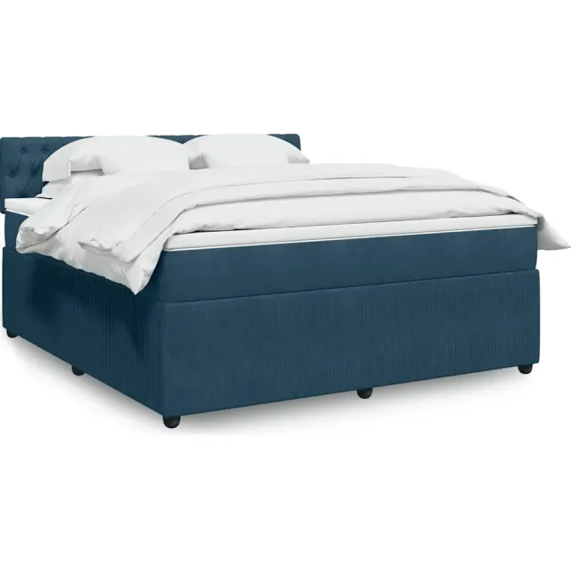 vidaXL Boxspring met matras fluweel blauw 180x200 cm
