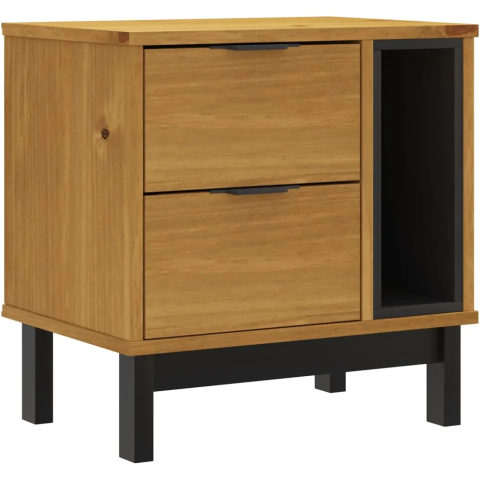vidaXL Nachtkastje FLAM 49x35x50 cm massief grenenhout bruin, foto 3