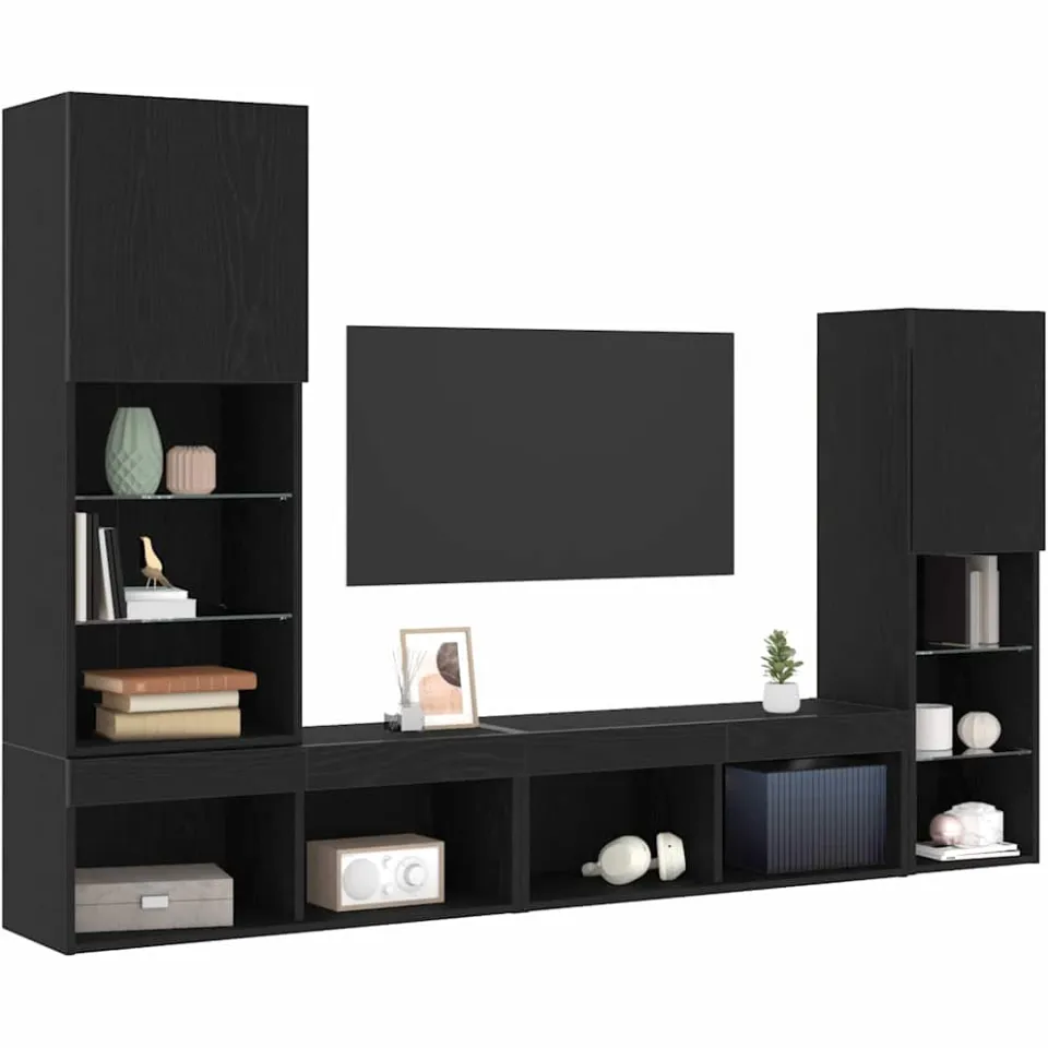 vidaXL TV-kast 4 st Zwart eiken Bewerkt hout, foto 2
