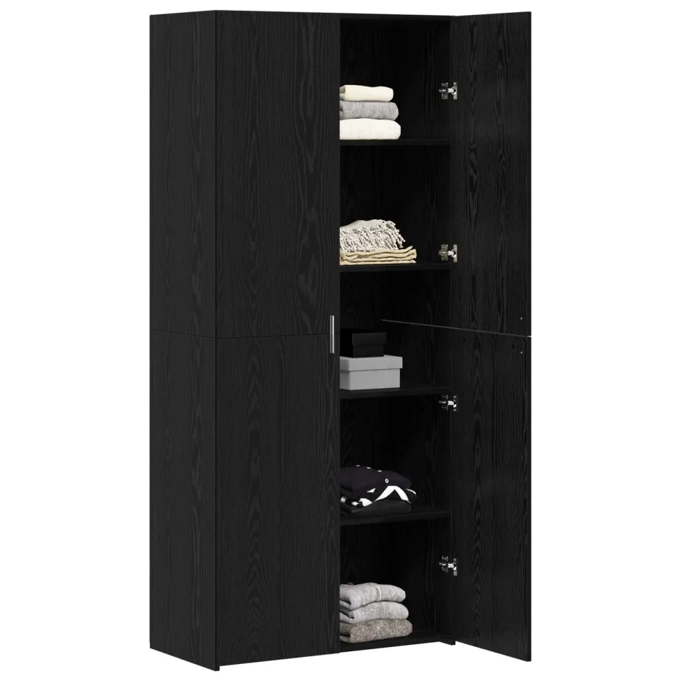 vidaXL Hoge kast Zwart Eiken 80 x 42 x 185 cm, foto 2