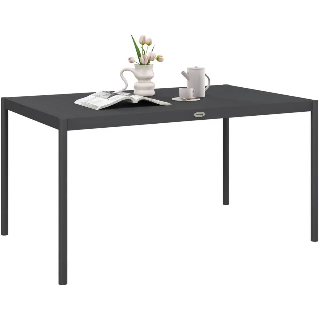Outsunny tuintafel - aluminium - 145x90x74 cm - donkergrijs