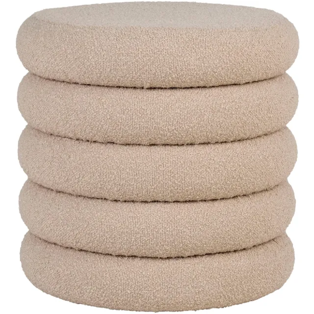 Nest of Nora Poef Hocker met opbergruimte rond ø44x44 cm - Bouclé - Beige