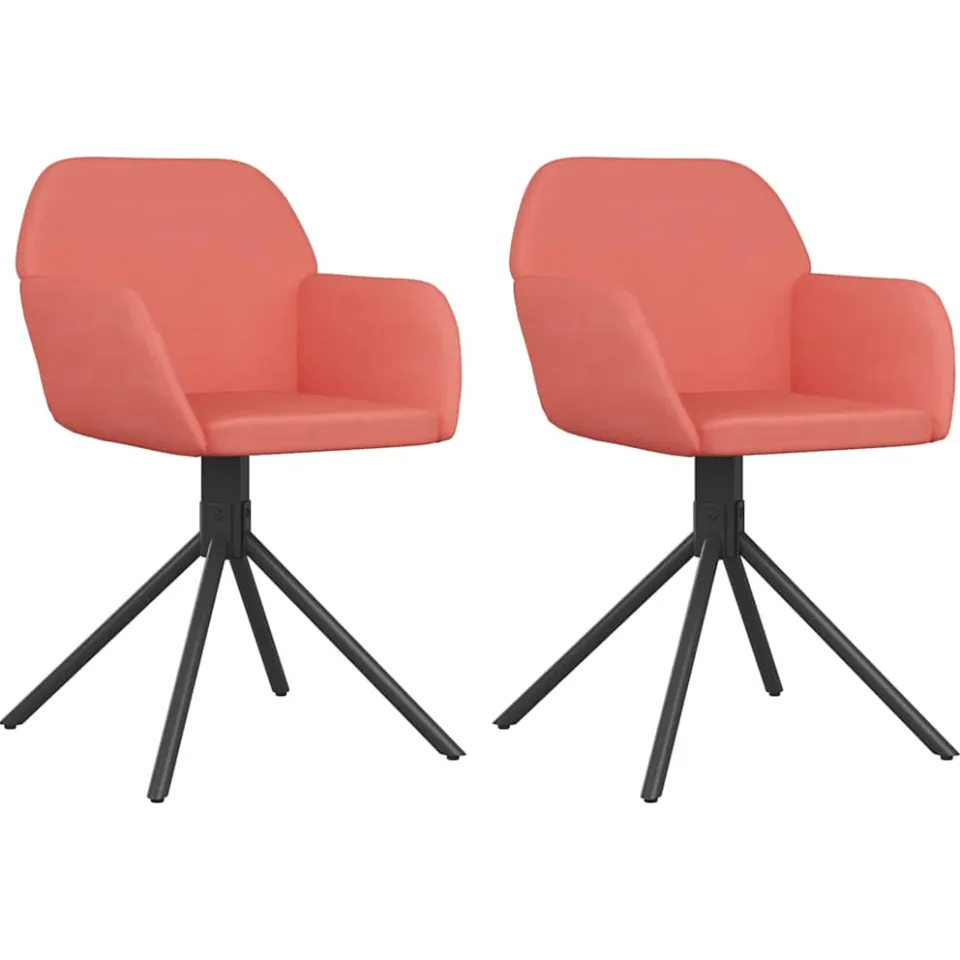 vidaXL Eetkamerstoelen draaibaar 2 st fluweel roze, foto 3
