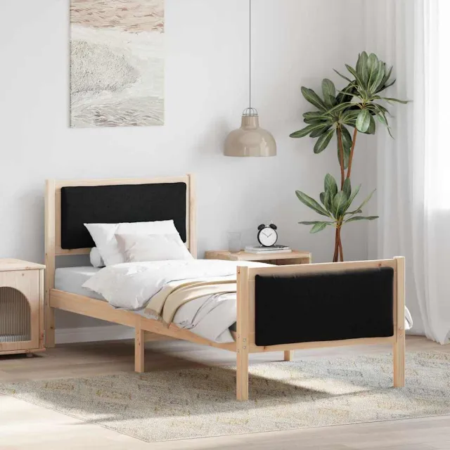 vidaXL Bedframe met hoofdeinde Zwart 80 x 200 cm Stof Bruin