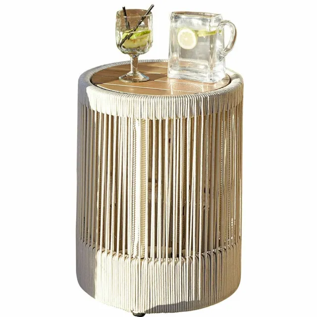 Loberon Bijzettafel Delor crème/bruin