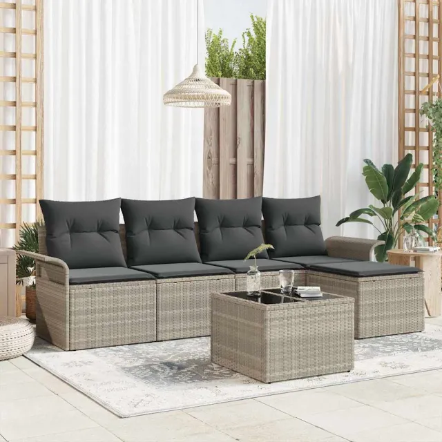 vidaXL Tuin Sofa Set 6 st Lichtgrijs poly rattan