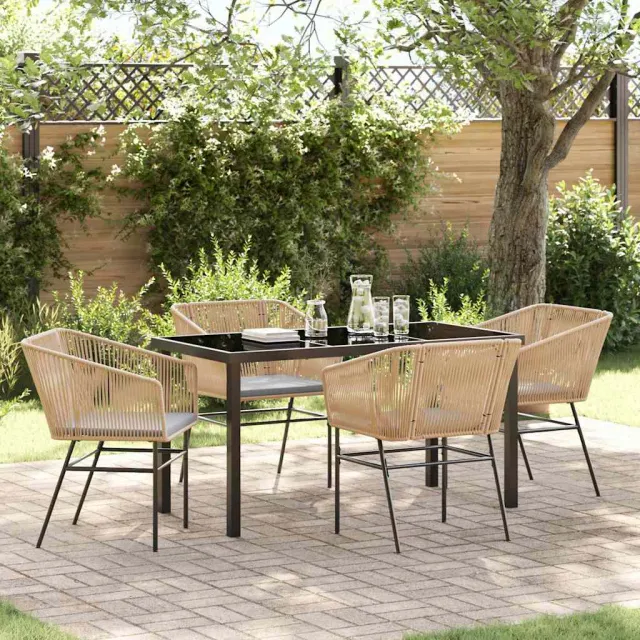 vidaXL Tuin eettafelset 5 st Bruin Gepoedercoat staal, foto 2