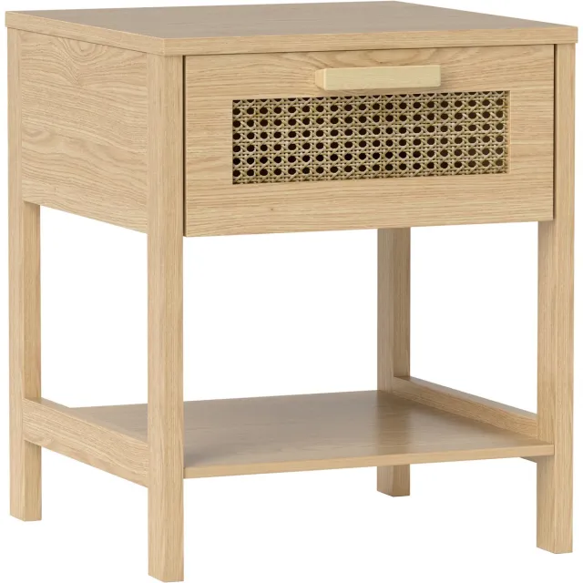 Homona Nachtkastje - Met lade en legplank - MDF - 40 x 40 x 48,4 cm - Naturel Bruin