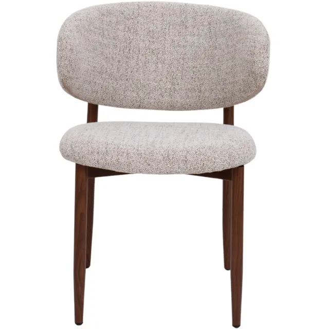 DÉJA Living Eetkamerstoel Jessie - Taupe/Walnoot - Stoffen Stoel - Mid Century - Zithoogte 50 cm - Set van 2