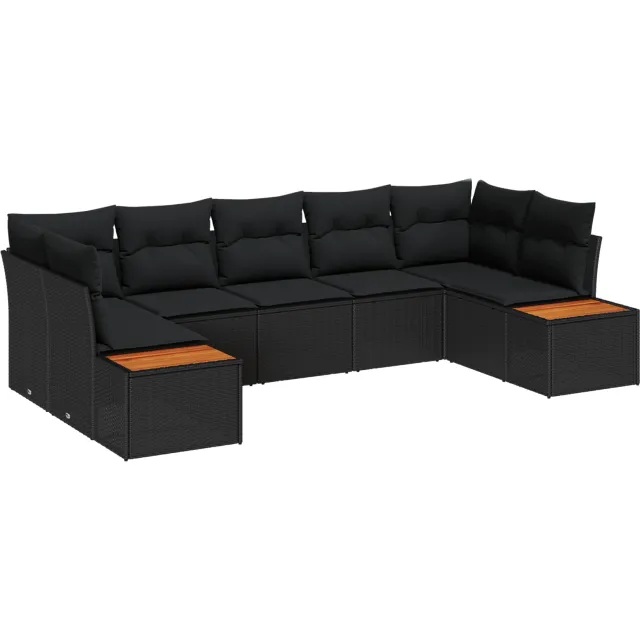 vidaXL Tuin Sofa Set 7 st Zwart poly rattan
