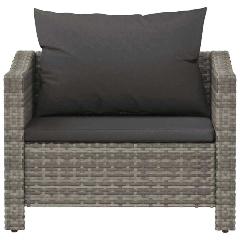 vidaXL Tuinfauteuil met kussen grijs poly rattan, foto 4