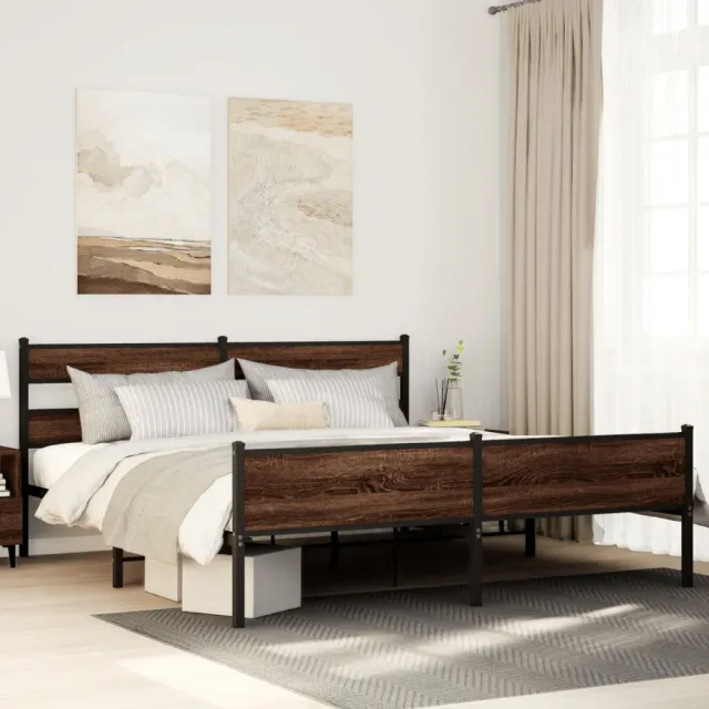 vidaXL Bedframe zonder matras metaal bruin eikenkleur 193x203 cm
