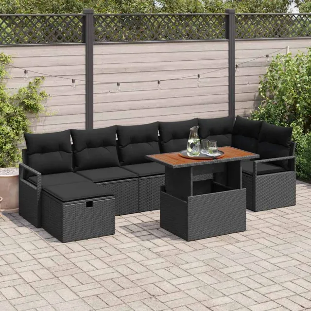 vidaXL Tuin Sofa Set 8 st Zwart poly rattan, foto 2