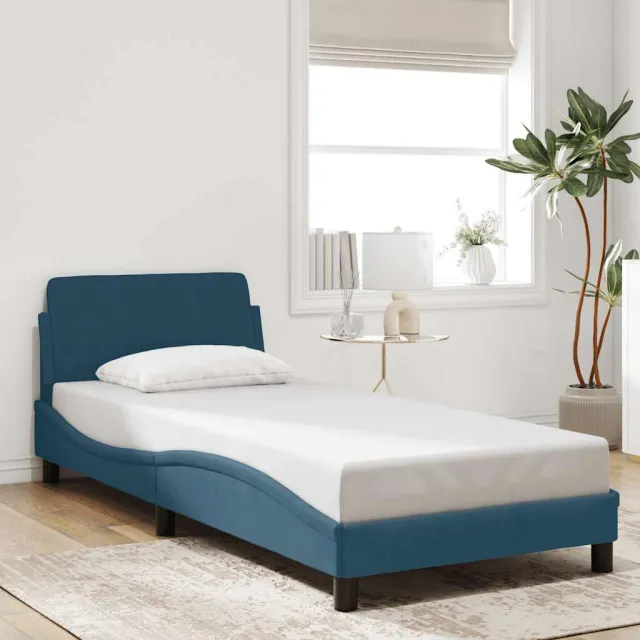 vidaXL Bedframe met hoofdeinde "Dover" fluweel blauw 80x200 cm