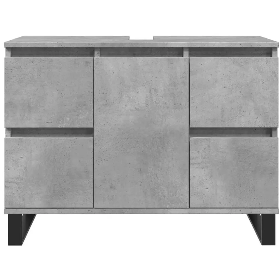 vidaXL Badkamerkast 80x33x60 cm bewerkt hout betongrijs grijs, foto 4