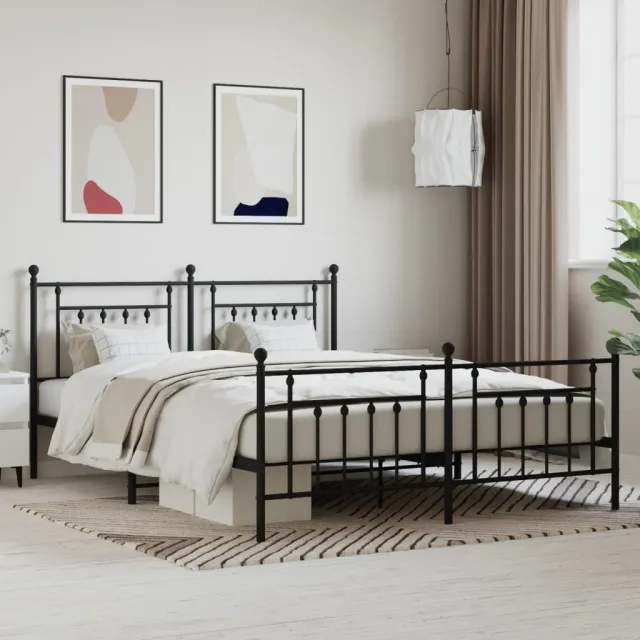 vidaXL Bedframe met voetbord zonder matras metaal zwart 180x200 cm