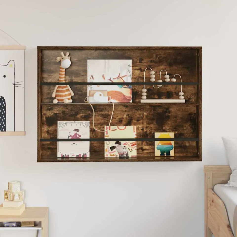 vidaXL Tijdschrift Rek Gerookt eiken 100 x 12 x 70 cm Bewerkt hout, foto 4