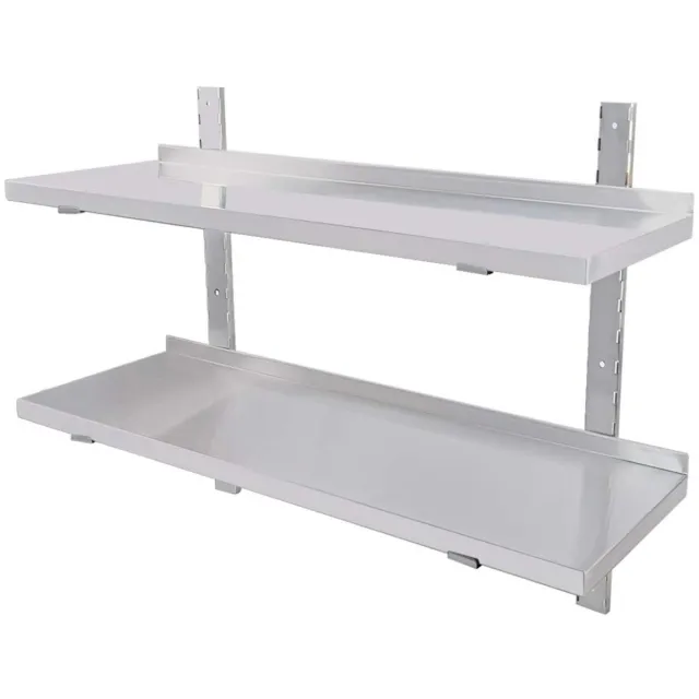 MOOTACO wandplank 2 opbergplanken roestvrijstalen plank keukenplank roestvrij staal gastro voor keukens of thuis, restaurant (60x30cm) multi