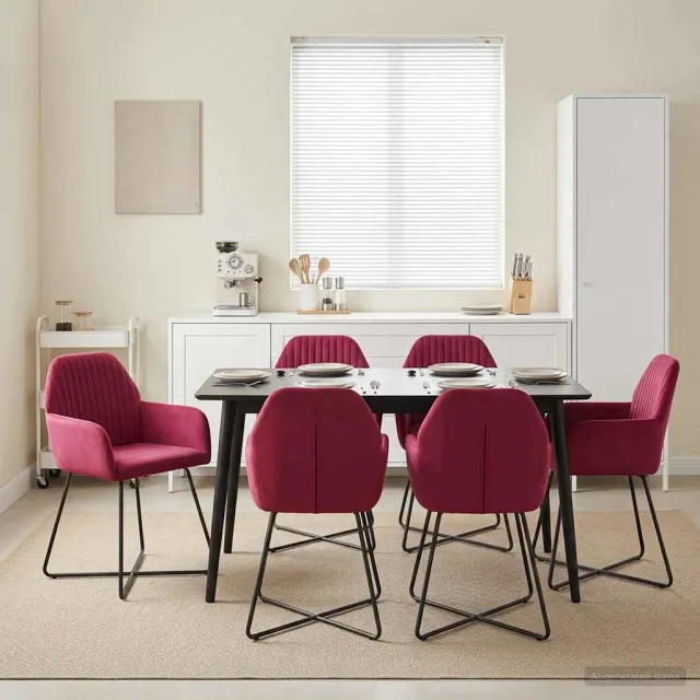 vidaXL Eettafelstoelen 4 st fluweel Wijnrood 55 x 50 x 84 cm