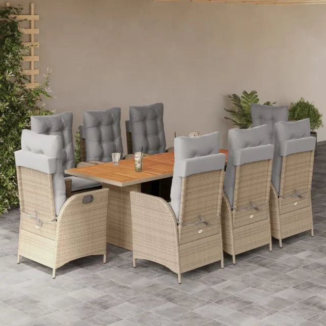 vidaXL 9-delige Tuinset met kussens poly rattan gemengd beige, foto 2